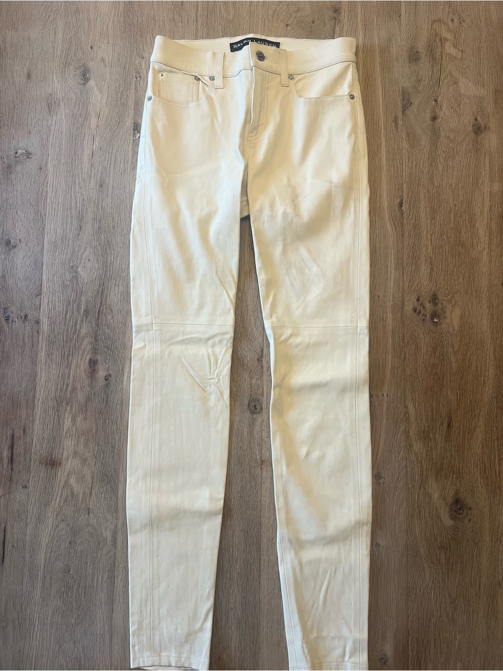 Rare Sample Piece Ralph Lauren Ivory Leather Skinny Pants Size 4